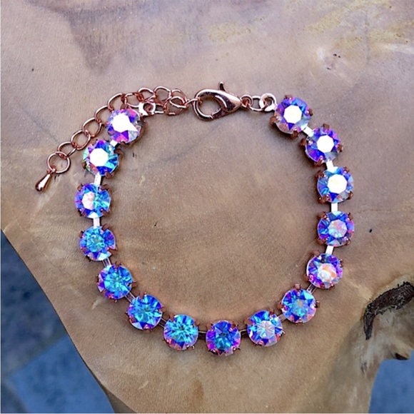 Aurora Borealis Rose Gold Crystal Tennis Bracelet - Picture 11 of 16